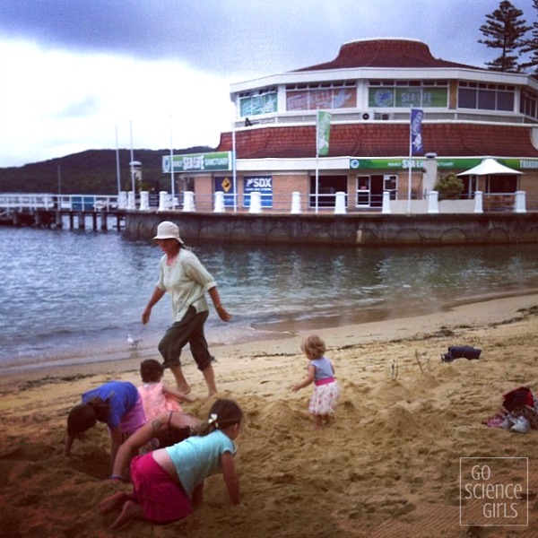 Playing in the sand outside Manly Aqcuarium Manly Sea Life Sanctuary