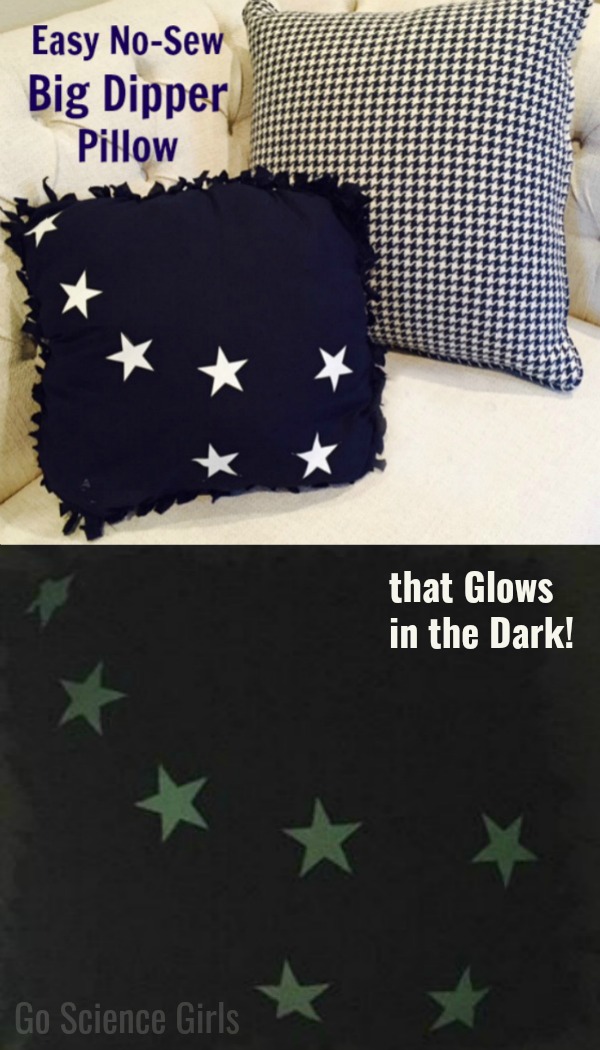 Easy No-Sew Big Dipper Pillow, that glows in the dark! Fun science craft for kids that teaches about space, stars and constellations.