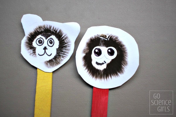 Make mushroom monkeys from mushroom spore prints! Fun science craft for kids