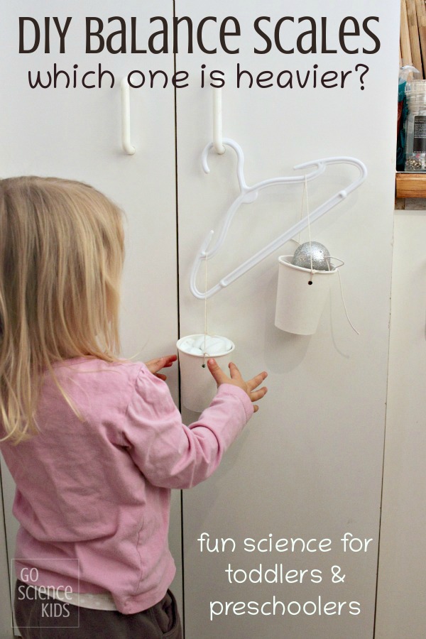 DIY Balance Scales - which one is heavier - fun science for toddlers and preschoolers, from Go Science Kids