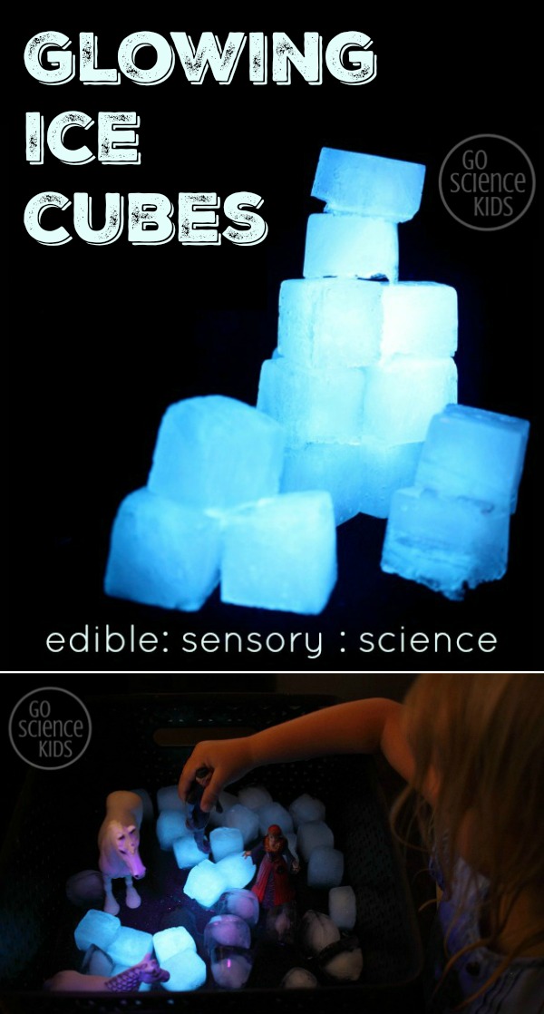 Glowing Ice Cubes edible sensory science play Go Science Kids