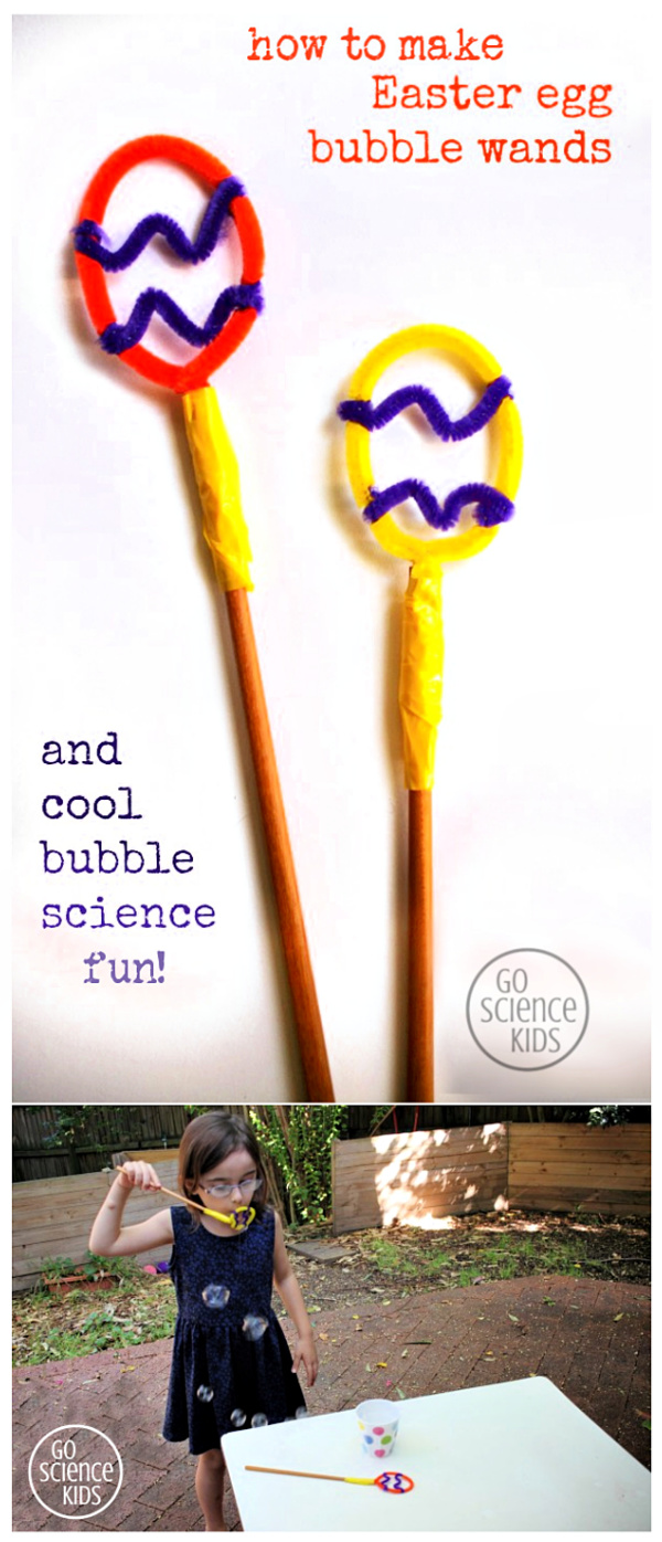 Easter egg bubble wand science fun