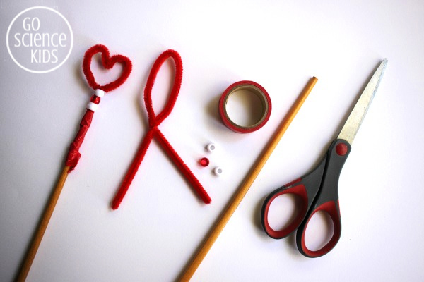 Materials to make heart shaped bubble wands