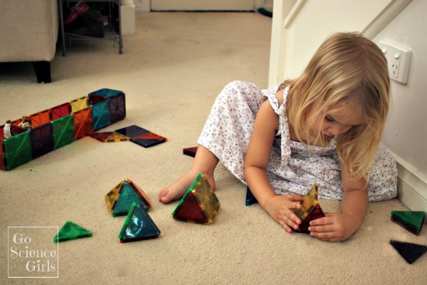 Pyramids and triangular prisms with Magnatiles