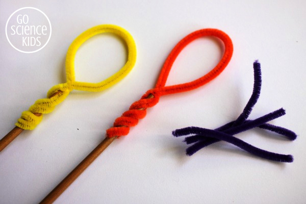 Twist pipe cleaners onto chopsticks