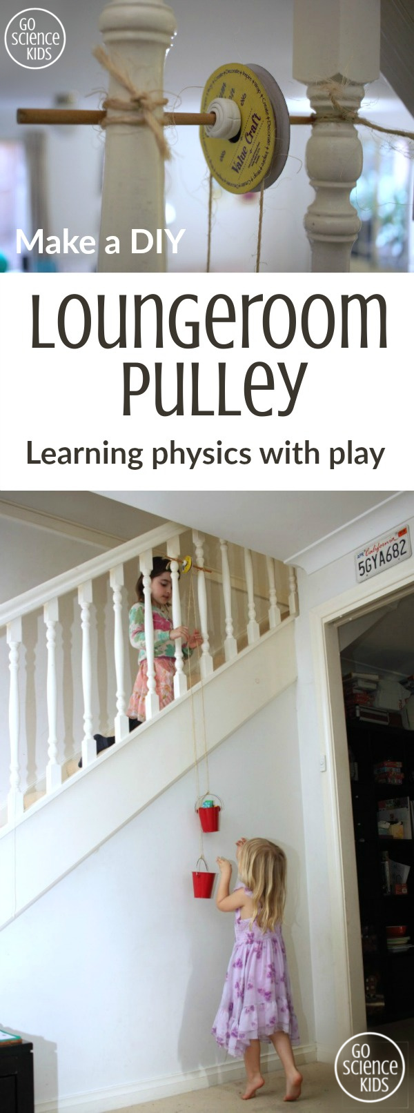 Make a DIY Loungeroom Pulley - fun way for kids to learn about physics and science through play