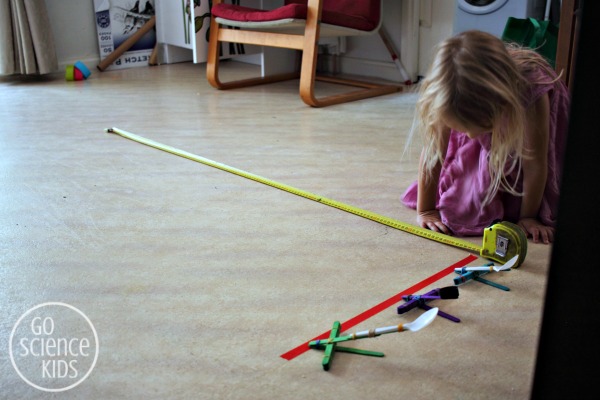 Measuring the distance of the catapult projectile