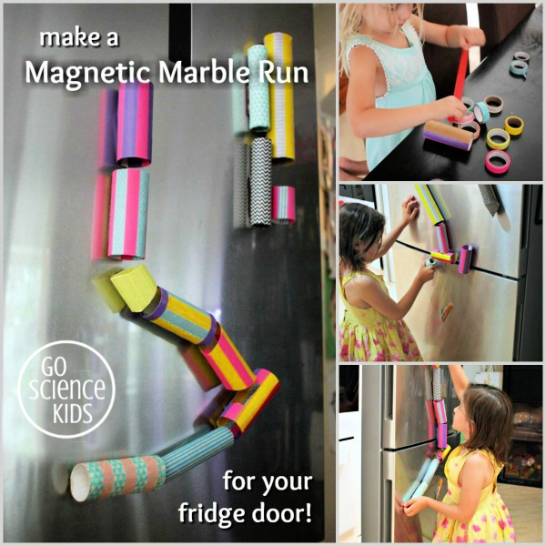 Make a DIY magnetic marble run - for your fridge door!