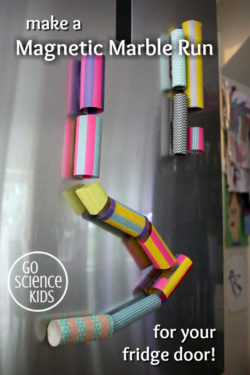 make a magnetic marble run for your fridge door