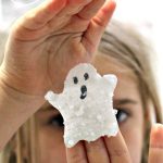 Halloween science craft - salt crystal ghost decorations